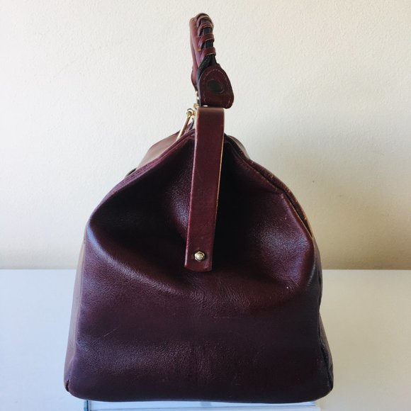 ✨SOLD✨ Vintage Hand Bag 1980's brown/dark red Leather - Picture 5 of 13